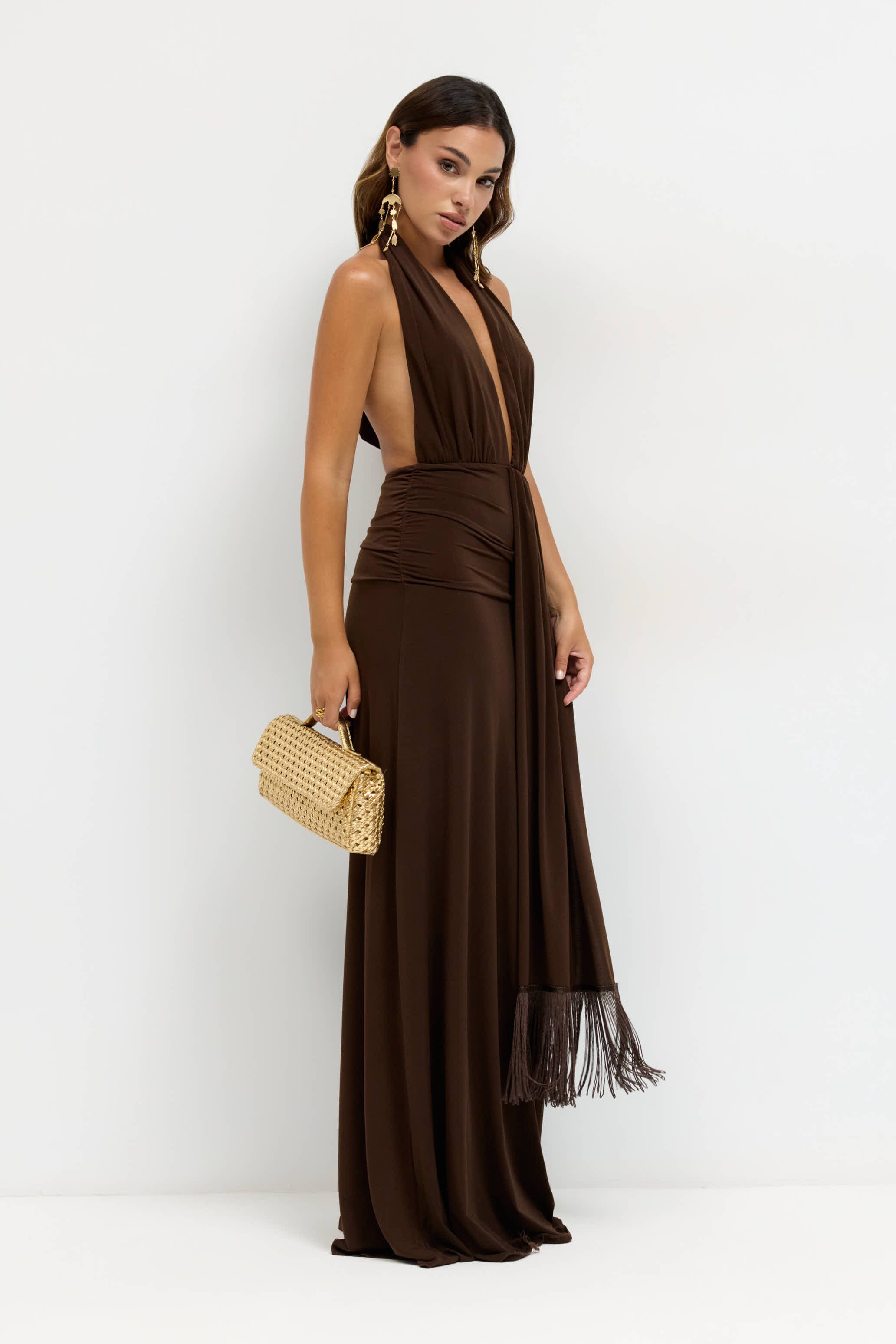 vestido carey marrón